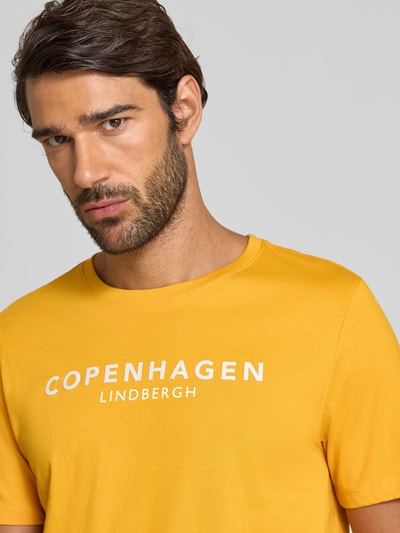 Lindbergh T-shirt met labelprint, model 'Copenhagen' Terracotta - 3