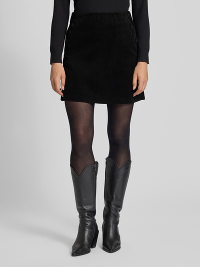 ICHI Regular fit minirok in ribcordlook, model 'Focaro' Zwart - 4