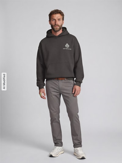 Don´t Waste Culture Oversized Hoodie aus Baumwoll-Mix Modell 'PURO' Mittelgrau 1