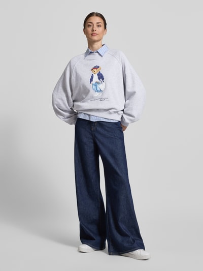 Polo Ralph Lauren Sweter dresowy o kroju regular fit z nadrukiem polo bear Jasnoszary melanż 1