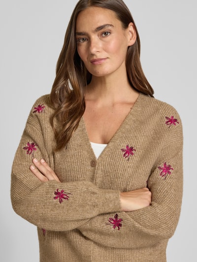 YAS Cardigan met verlaagde schouders model 'FLEUR' Taupe - 3
