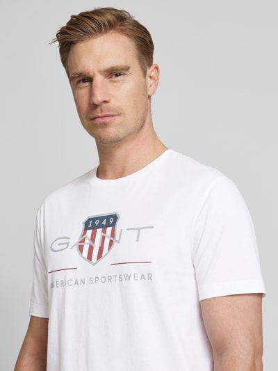 Gant T-shirt met labelprint, model 'ARCHIVE' Wit - 3