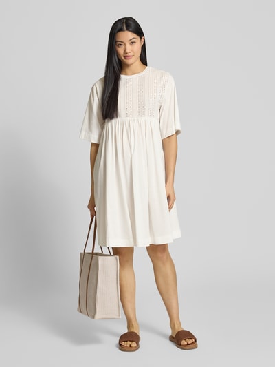 Weekend Max Mara Knielanges Kleid mit Lochstickerei Modell 'MORETTO' Weiss 1