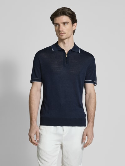 BOSS Regular Fit Poloshirt mit kurzem Reißverschluss Marine 4