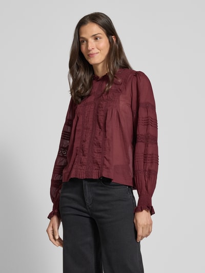 Neo Noir Bluse mit rückseitigem Knopfverschluss Modell 'Ebba' Bordeaux 4