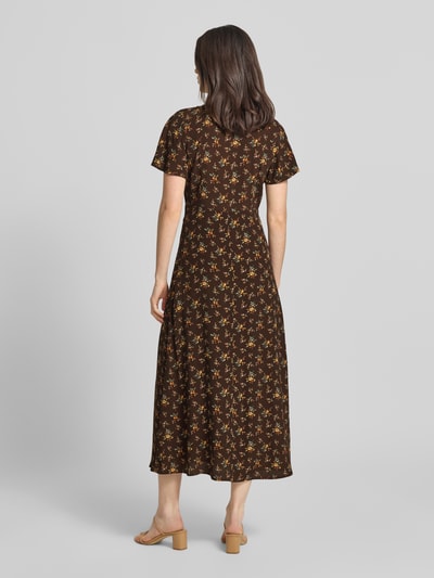 Jake*s Casual midi-jurk van viscose met bloemmotief Donkerbruin - 5