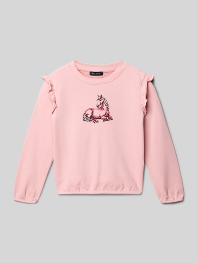 Productfoto, roze Sweatshirt mit Motiv-Stitching van Blue Seven van pure katoen, regular fit, met ronde hals en eenhoornmotief, zachte textuur