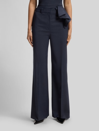 HUGO spodnie z szerokimi nogawkami z wzór w cienkie prążki Granatowy 4