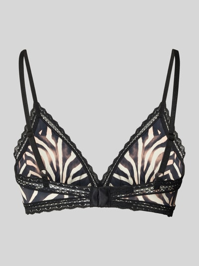 Produktfoto, BH mit Spitzenbesatz Modell 'UNIQUE' von HUGO in Schwarz mit Animal Print, schmale Träger, Hakenverschluss, vorgeformte Cups