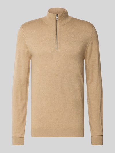 Blend Troyer aus Baumwoll-Mix in Strick-Optik Beige 2