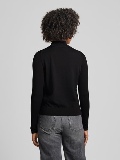 HUGO Gebreide pullover van scheerwol met labeldetail, model 'Sedennian' Zwart - 5