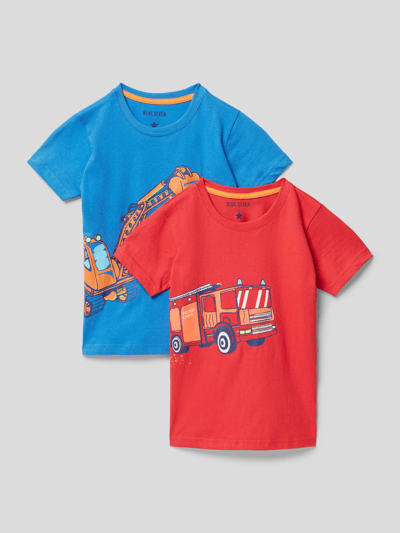 Blue Seven T-shirt met motiefprint in een set van 2 stuks Rood - 1