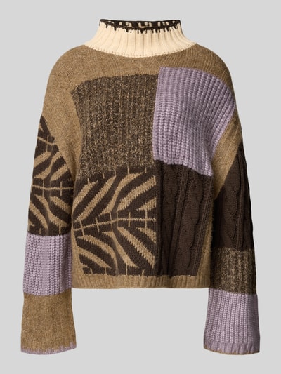 Jake*s Casual Sweter z dzianiny z prążkowanymi wykończeniami Lawendowy 2