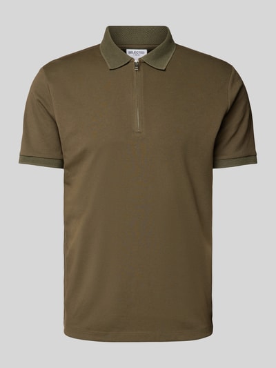 SELECTED HOMME Regular fit poloshirt met ritssluiting, model 'FAVE' Olijfgroen - 2