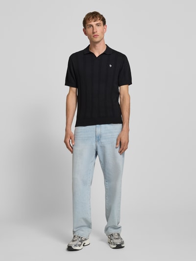 REVIEW Regular Fit Poloshirt mit Logo-Stitching Black 1