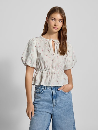 Gina Tricot Bluse mit Puffärmeln Weiss 4