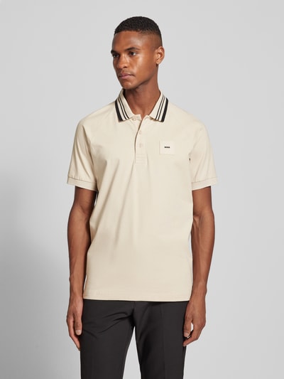 BOSS Green Regular fit poloshirt met labelbadge, model 'Paddy' Beige - 4