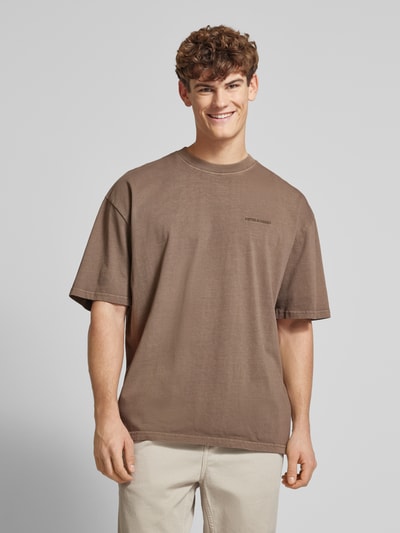 Pegador Oversized T-Shirt mit Label-Stitching Dunkelbraun 4