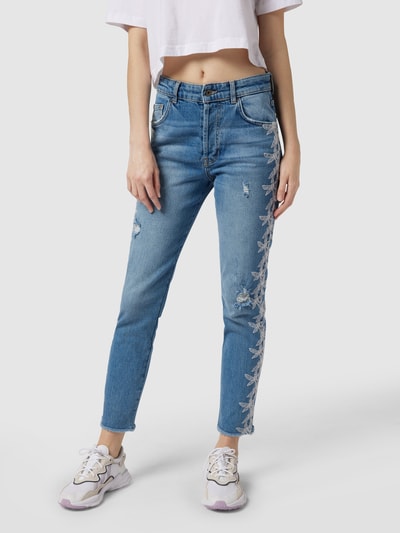 Liu Jo White Jeans mit floralen Stickereien Jeansblau 4