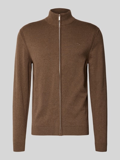 Tom Tailor Regular Fit Strickjacke aus reiner Baumwolle Mittelbraun Mel 2