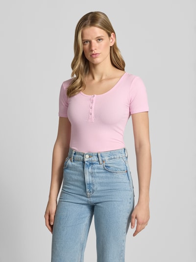PIECES Slim Fit T-Shirt aus Baumwoll-Mix Modell 'KITTE' Rosa 4