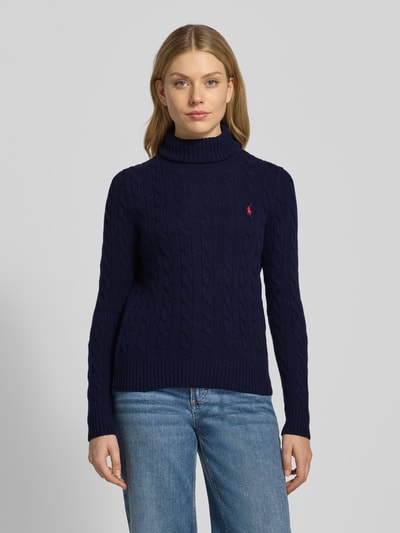 Polo Ralph Lauren Slim Fit Rollkragenpullover mit Label-Stitching Dunkelblau 4