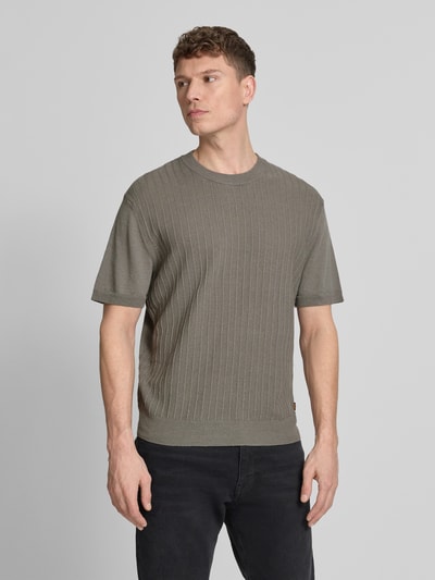 BOSS Orange Regular Fit T-Shirt aus Leinen-Baumwoll-Mix Modell 'KAJORDINO' Oliv 4