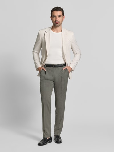 HUGO Super krój slim fit spodnie garniturowe z mieszanka żywej wełny model 'HESTEN261F1X' Oliwkowy 1