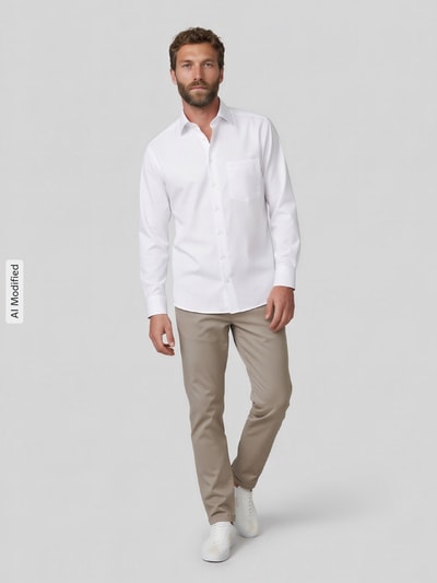OLYMP Luxor Comfort Fit Businesshemd aus reiner Baumwolle Weiss 1
