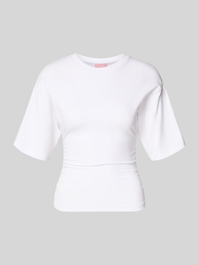Produktfoto, weißes Damen T-Shirt in Taillierter Schnitt aus Baumwoll-Mix mit Modal-Anteil, Modell 'ELORA' von JJXX, Rundhalsausschnitt