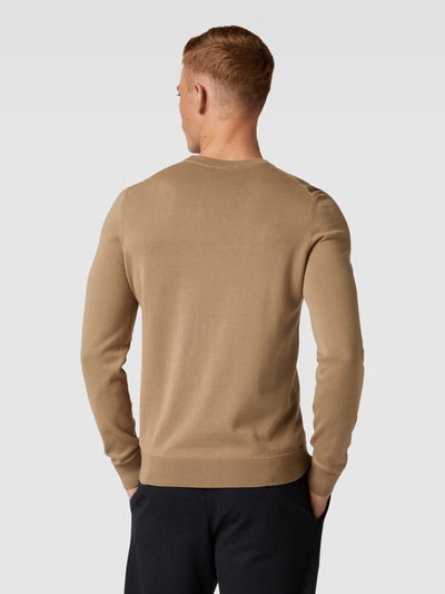 HUGO Strickpullover mit Label-Stitching Modell 'San Cassius' Camel 5