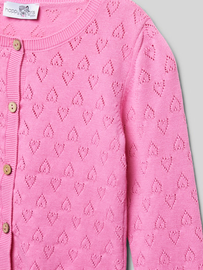 Happy Girls Strickjacke mit Lochstickerei Pink 2