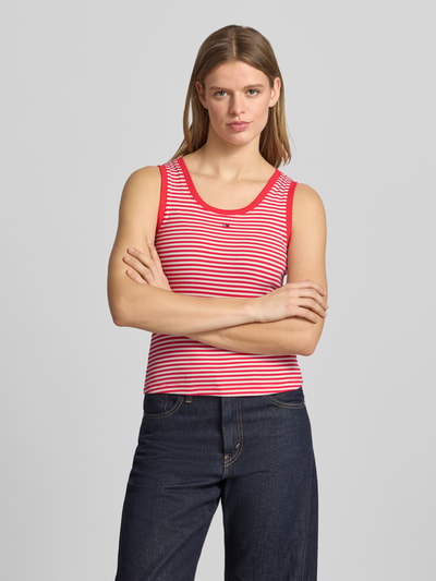 Tommy Jeans Top typu tank o kroju slim fit z mieszanki bawełny Czerwony 4