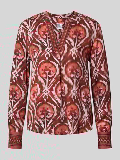 Emily Van den Bergh Regular Fit Bluse aus Viskose mit V-Ausschnitt Bordeaux 2