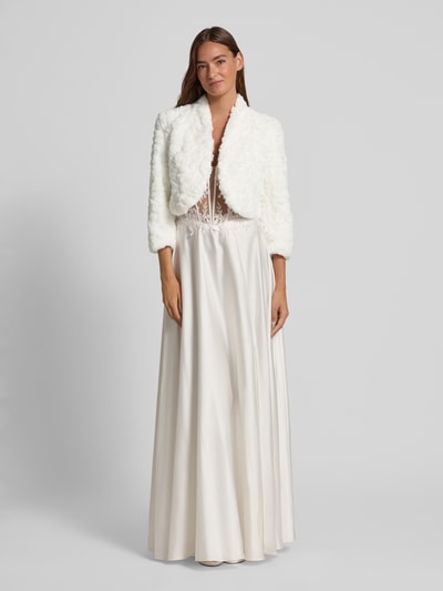 Christian Berg Cocktail Cocktailjacke aus Kunstfell mit Stehkragen Ecru 1