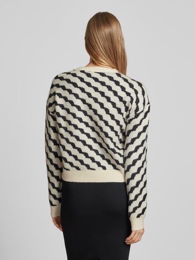 Vero Moda Strickpullover mit diagonalem Streifenmuster Modell 'LARA' Beige 5