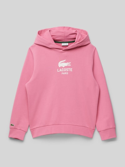 Lacoste Hoodie met labelprint Felroze - 1