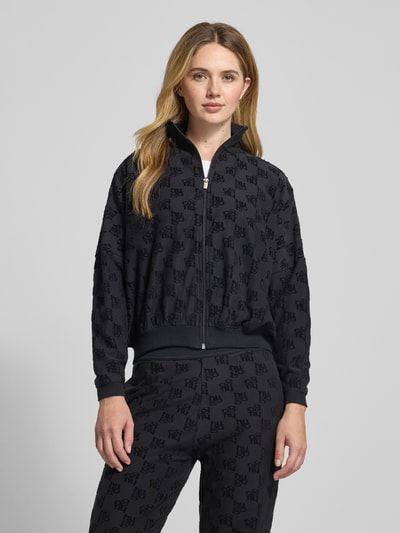 HUGO Oversized sweatjack van katoenmix, model 'TERRYMONOGRAM_JACKET' Zwart - 4