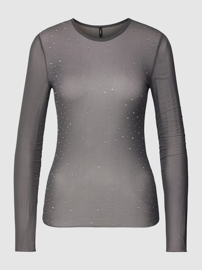 Only Shirt met lange mouwen en strass-steentjes, model 'ELSA' Grafiet - 2