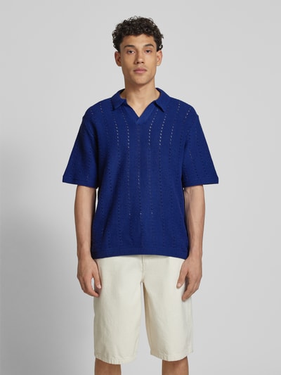 Jack & Jones Relaxed Fit Poloshirt mit Lochmuster Modell 'PAROS' Dunkelblau 4