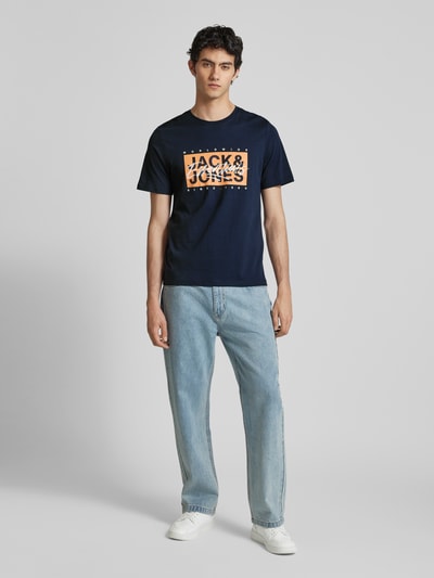 Jack & Jones T-Shirt mit Label-Print Modell 'COLTON' Marine 1