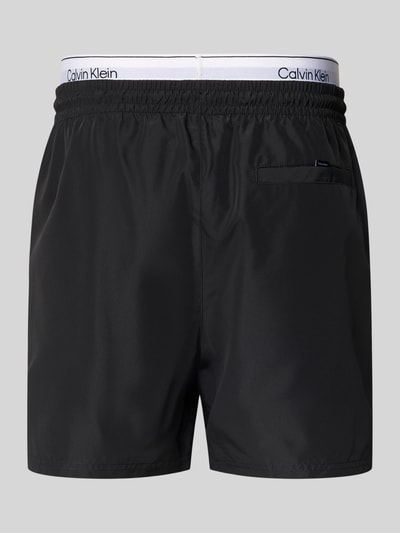 Produktfoto, Regular Fit Shorts mit integriertem Slip von Calvin Klein Underwear, schwarze Herren Shorts mit Logo-Stitching, elastischer Bund mit Tunnelzug