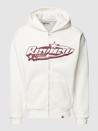 REVIEW Sweatjacke mit Label-Print Offwhite 2