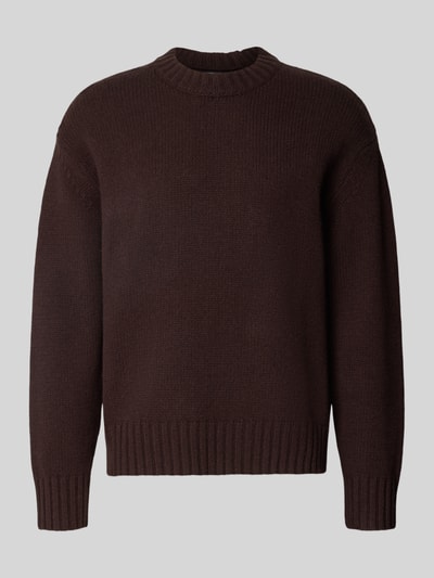 Produktfoto, Relaxed Fit Strickpullover aus reiner Wolle von Antony Morato, unifarben, reine Wolle, elastische Abschlüsse, Rückenlänge 67 cm, Ärmellänge 60 cm