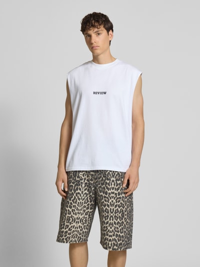 REVIEW Tanktop mit Label-Print Weiss 4