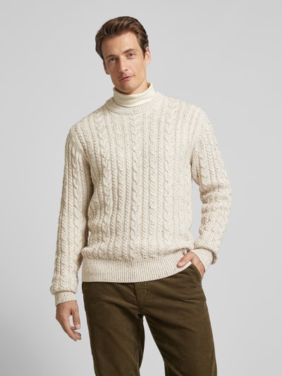 Casual Friday Strickpullover mit gerippten Abschlüssen Modell 'Karl' Sand 4