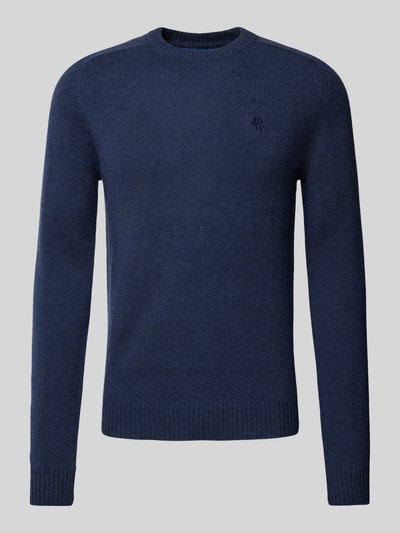 MCNEAL Gebreide pullover van lamswol met labelstitching Donkerblauw gemêleerd - 2