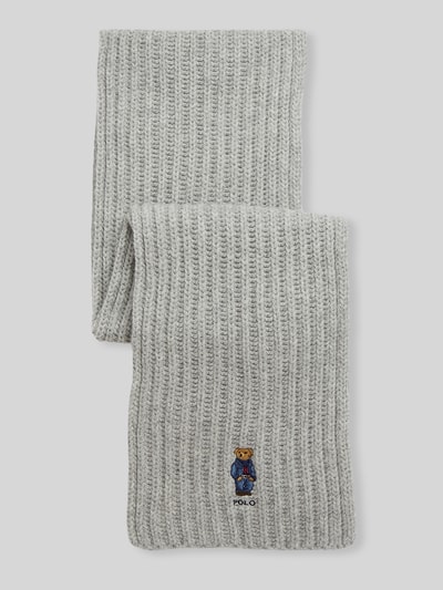 Polo Ralph Lauren Schal aus Woll-Mix mit Polo-Bear-Stitching Mittelgrau 1