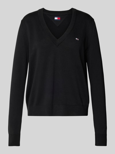 Tommy Jeans Sweter z dzianiny z wyhaftowanym logo Czarny 1