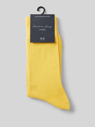 Christian Berg Men Socken mit Label-Detail im 2er-Pack Neon Gelb 3